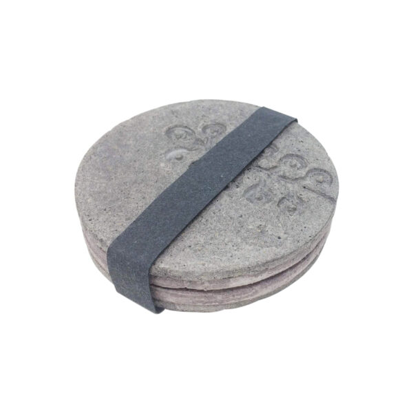 cotton mache coasters - mauve and grey with stalk leaf impression (set of 4) - Image 3