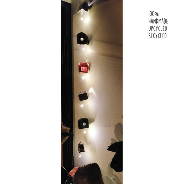 Multicolored String lights - magical little houses created with dark printed handmade paper - Image 2