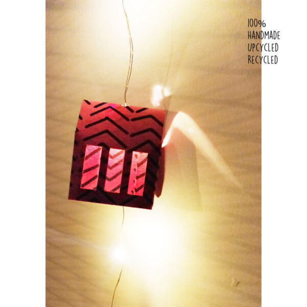Multicolored String lights - magical little houses created with dark printed handmade paper - Image 3