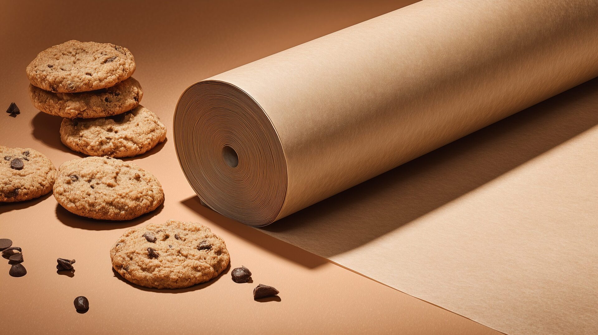 a roll of hemp paper next to cookies