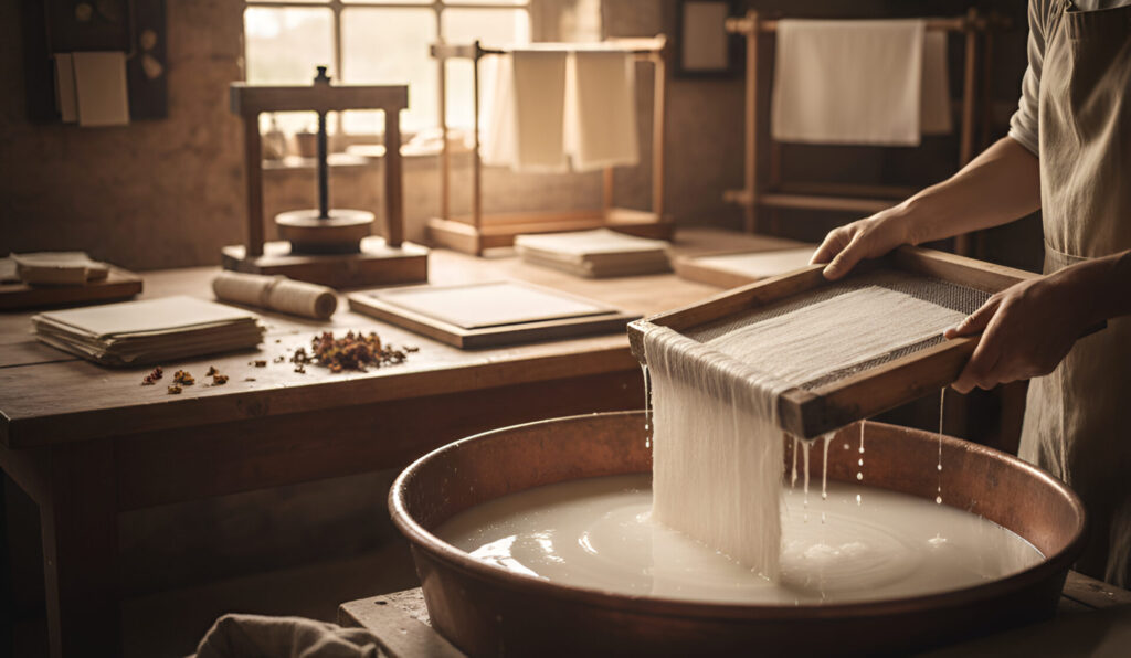 Handmade linen paper